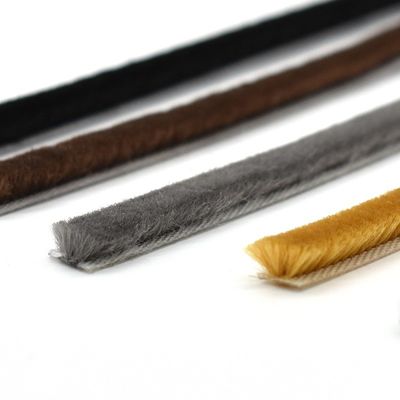 7*10mm Tinggi Tumpukan 3-25mm Silikon Strip Cuaca Sikat untuk Penyegelan Pintu dalam Warna Hitam/GRAY/BRAWN/WITH